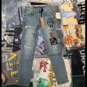 Ksubi Light Blue Skinny Jeans with Distressed Details